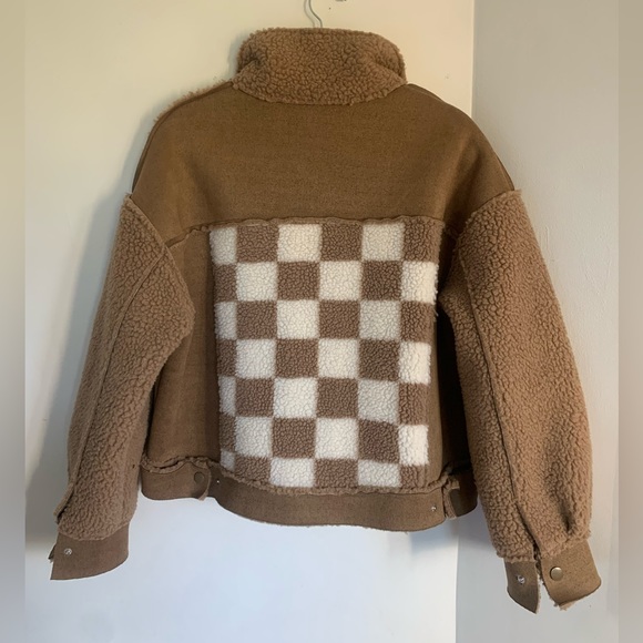 Miss Me Brown and White Checkered Cropped Button Up Sweater Jacket Size Small!! - Picture 12 of 15